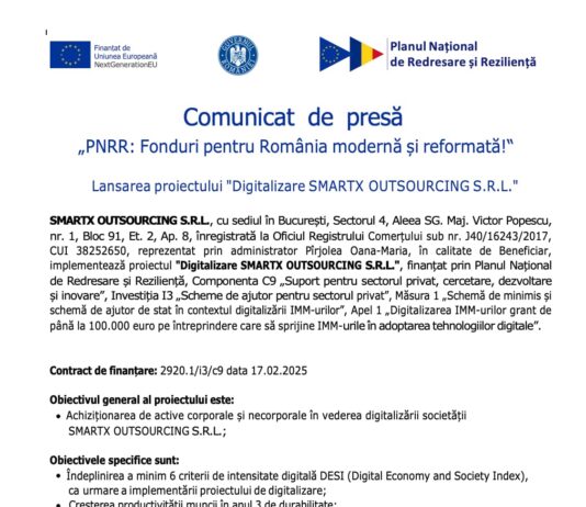 Comunicat de presa lansare proiect_SMARTX OUTSOURCING